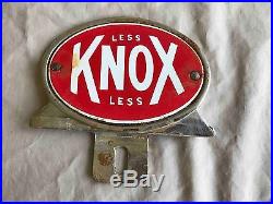 Vintage Knox Less Gasoline Oil Company Car Advertising License Plate Topper