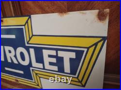 Vintage Large Chevrolet Automobile Dealer Rectangular Porcelain Metal Sign