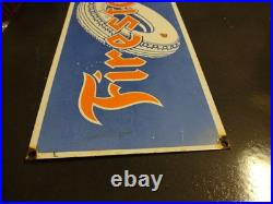 Vintage Large Firestone Tires Auto Advertising Porcelain Metal Service Sign