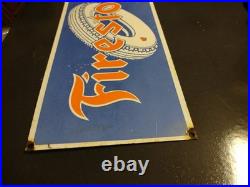Vintage Large Firestone Tires Auto Advertising Porcelain Metal Service Sign