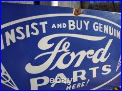 Vintage Large Ford Porcelain Metal Sign 2ft Car Truck Auto Dealer Sales Service