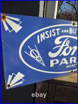 Vintage Large Ford Porcelain Metal Sign 2ft Car Truck Auto Dealer Sales Service