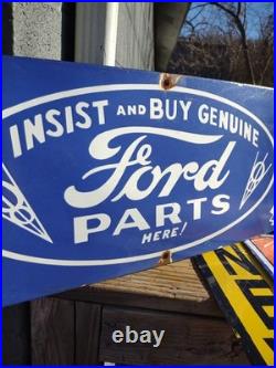 Vintage Large Ford Porcelain Metal Sign 2ft Car Truck Auto Dealer Sales Service