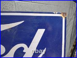 Vintage Large Ford Porcelain Metal Sign 3ft Car Truck Auto Dealer Sales Service