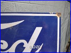 Vintage Large Ford Porcelain Metal Sign 3ft Car Truck Auto Dealer Sales Service