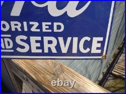 Vintage Large Ford Porcelain Metal Sign 3ft Car Truck Auto Dealer Sales Service
