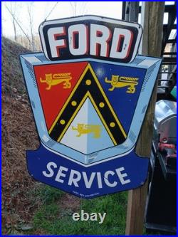 Vintage Large Ford Service Station 40 Porcelain Double Sided Automobile Sign