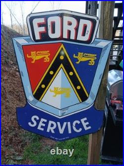 Vintage Large Ford Service Station 40 Porcelain Double Sided Automobile Sign