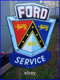 Vintage Large Ford Service Station 40 Porcelain Double Sided Automobile Sign