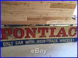 Vintage Large Metal Pontiac Dealer Sign Wide Track Tires