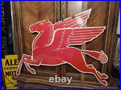 Vintage Large Mobil Mobilgas Pegasus Gas Oil Auto Service Station Porcelain Sign