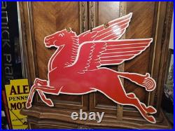 Vintage Large Mobil Mobilgas Pegasus Gas Oil Auto Service Station Porcelain Sign
