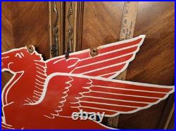Vintage Large Mobil Mobilgas Pegasus Gas Oil Auto Service Station Porcelain Sign