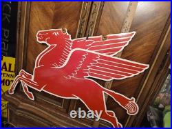 Vintage Large Mobil Mobilgas Pegasus Gas Oil Auto Service Station Porcelain Sign