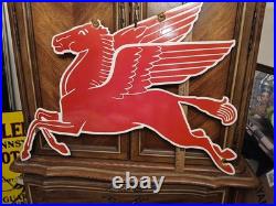 Vintage Large Mobil Mobilgas Pegasus Gas Oil Auto Service Station Porcelain Sign