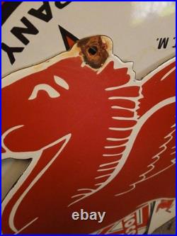 Vintage Large Mobil Mobilgas Pegasus Gas Oil Auto Service Station Porcelain Sign