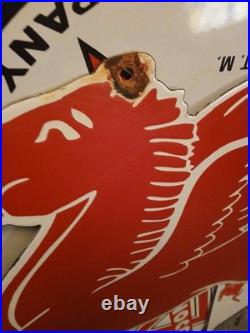 Vintage Large Mobil Mobilgas Pegasus Gas Oil Auto Service Station Porcelain Sign