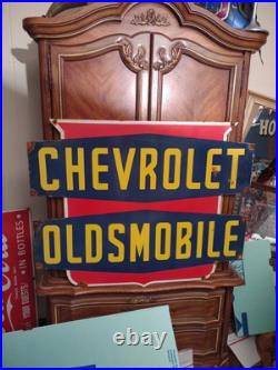 Vintage Large Oldsmobile Porcelain Sign Chevrolet Auto Dealership Dealer Sales