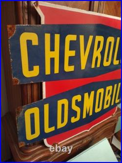Vintage Large Oldsmobile Porcelain Sign Chevrolet Auto Dealership Dealer Sales