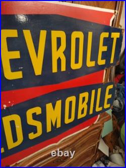 Vintage Large Oldsmobile Porcelain Sign Chevrolet Auto Dealership Dealer Sales