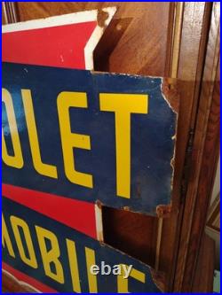 Vintage Large Oldsmobile Porcelain Sign Chevrolet Auto Dealership Dealer Sales