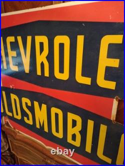 Vintage Large Oldsmobile Porcelain Sign Chevrolet Auto Dealership Dealer Sales