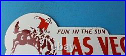 Vintage Las Vegas Porcelain Neveda License Plate Topper Auto Gas Motor Sign