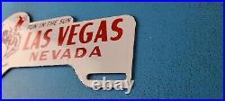 Vintage Las Vegas Porcelain Neveda License Plate Topper Auto Gas Motor Sign