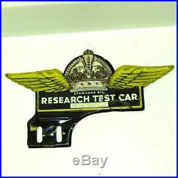 Vintage License Plate Topper Standard Oil Research Test Car, Advertising