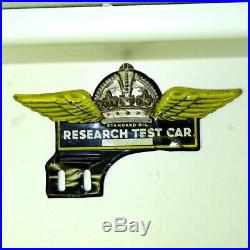 Vintage License Plate Topper Standard Oil Research Test Car, Advertising