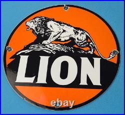 Vintage Lion Gasoline Porcelain Gas Motor Oil Auto Service Station Pump Sign