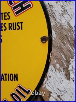 Vintage Liquid Wrench Porcelain Sign Garage Car Tool Lubricant Rust Woman Lady