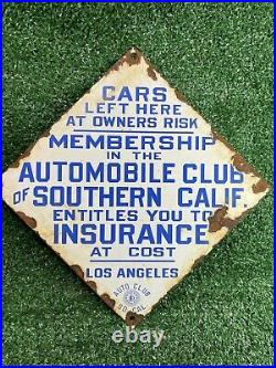 Vintage Los Angeles Automobile Club Porcelain Sign Southern California Member