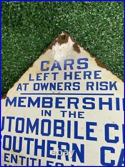 Vintage Los Angeles Automobile Club Porcelain Sign Southern California Member