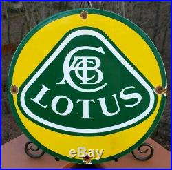 Vintage Lotus Sports Car 11 3/4 Porcelain Metal Truck, Motors Gasoline Oil Sign