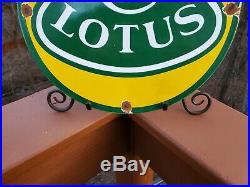 Vintage Lotus Sports Car 11 3/4 Porcelain Metal Truck, Motors Gasoline Oil Sign