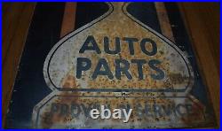 Vintage MCQUAY NORRIS AUTO PARTS GAS OIL Advertising FLANGE SIGN