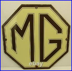 Vintage MG Automobile Porcelain Gas Oil Service Station Pump Sign Octagon 12