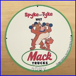 Vintage Mack Trucks Porcelain Sign Auto Car Dealer Service Station Pump Plate Ad