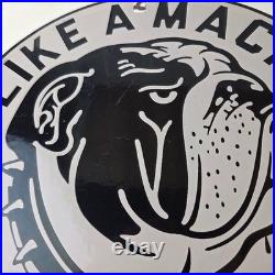 Vintage Mack Trucks Sign Diesel Bulldog Auto Gas Pump Porcelain Sign