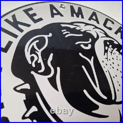 Vintage Mack Trucks Sign Diesel Bulldog Auto Gas Pump Porcelain Sign