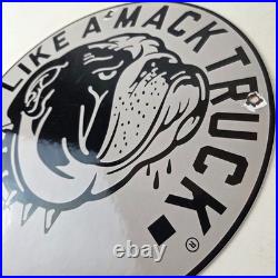 Vintage Mack Trucks Sign Diesel Bulldog Auto Gas Pump Porcelain Sign