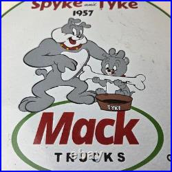Vintage Mack Trucks Sign Diesel Bulldogs Auto Gas Pump Porcelain Ad Sign