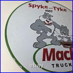 Vintage Mack Trucks Sign Diesel Bulldogs Auto Gas Pump Porcelain Ad Sign