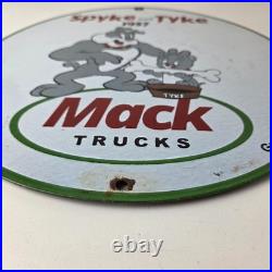 Vintage Mack Trucks Sign Diesel Bulldogs Auto Gas Pump Porcelain Ad Sign