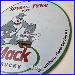 Vintage Mack Trucks Sign Diesel Bulldogs Auto Gas Pump Porcelain Ad Sign