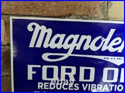 Vintage Magnolene Ford Motor Oil Only Porcelain Sign 8 X 12