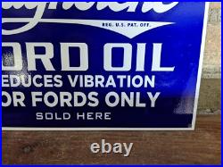 Vintage Magnolene Ford Motor Oil Only Porcelain Sign 8 X 12