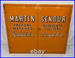 Vintage Martin Senour Metal Paint Cabinet WithKEY Advertising Garage Car Auto Shop