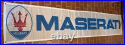 Vintage Maserati Dealer Promo Car Banner Flag Sign Dealership 70s 80s BIG 9.75'L